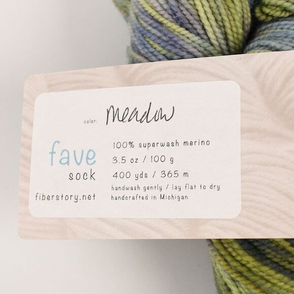 Fiberstory Fave Sock Yarn Superwash Merino 400 yds Handcrafted Color Meadow - Picture 3 of 3